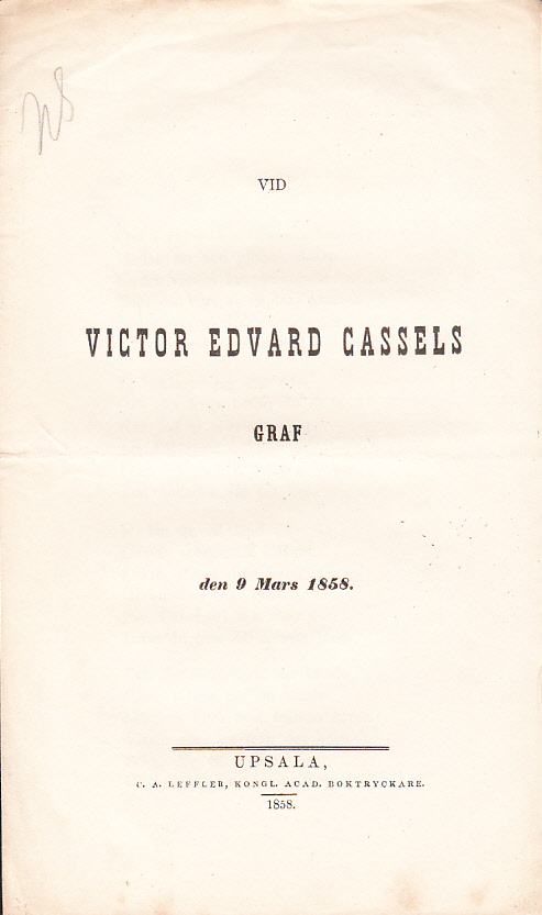 Vid Victor Edvard Cassels graf den 9 mars 1858.
