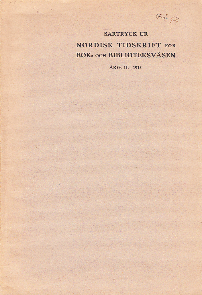 Till Kristinabibliotekets historia [= rubrik].