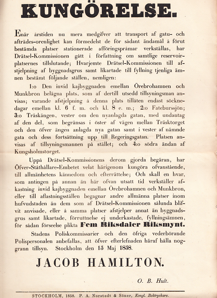 Kungörelse [= rubrik].