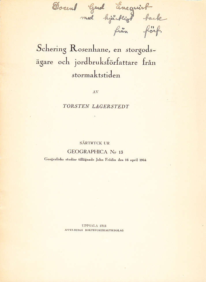 Schering Rosenhane, en storgodsägare och jordbruksförfattare från stormaktstiden [= rubrik].