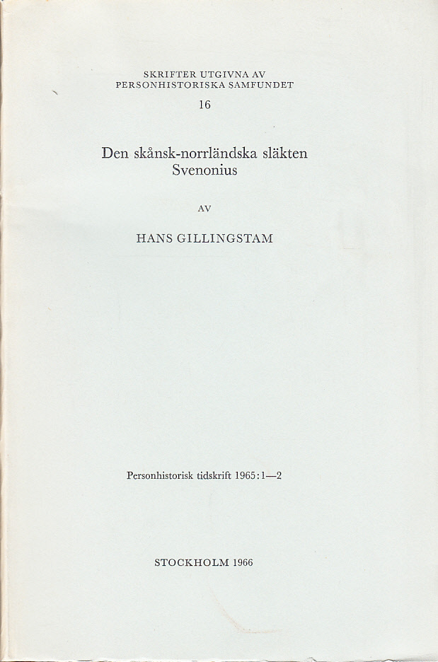 Den skånsk-norrländska släkten Svenonius.