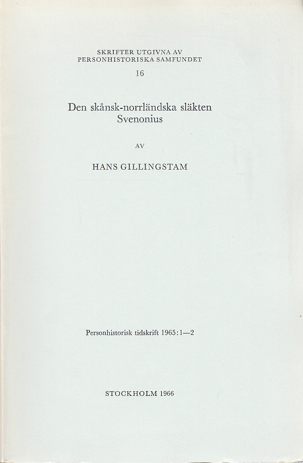 Den skånsk-norrländska släkten Svenonius.