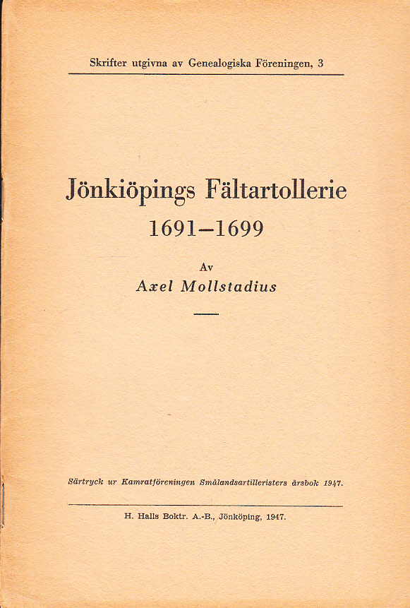 Jönkiöpings Fältartollerie 1691-1699.