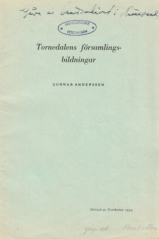 Tornedalens församlingsbildningar [= rubrik].