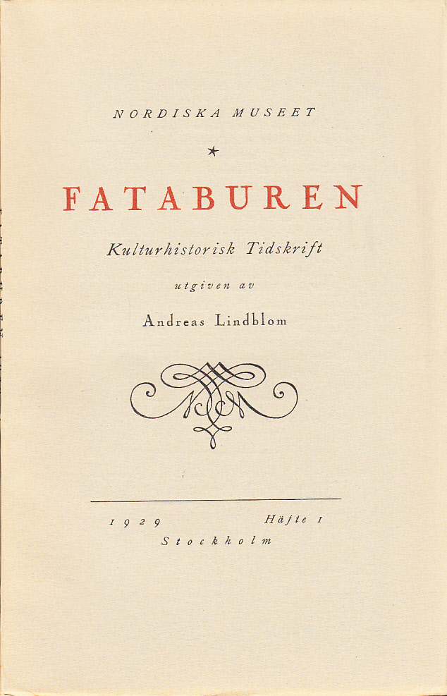 Fataburen. Kulturhistorisk tidskrift. 1929, häfte 1.