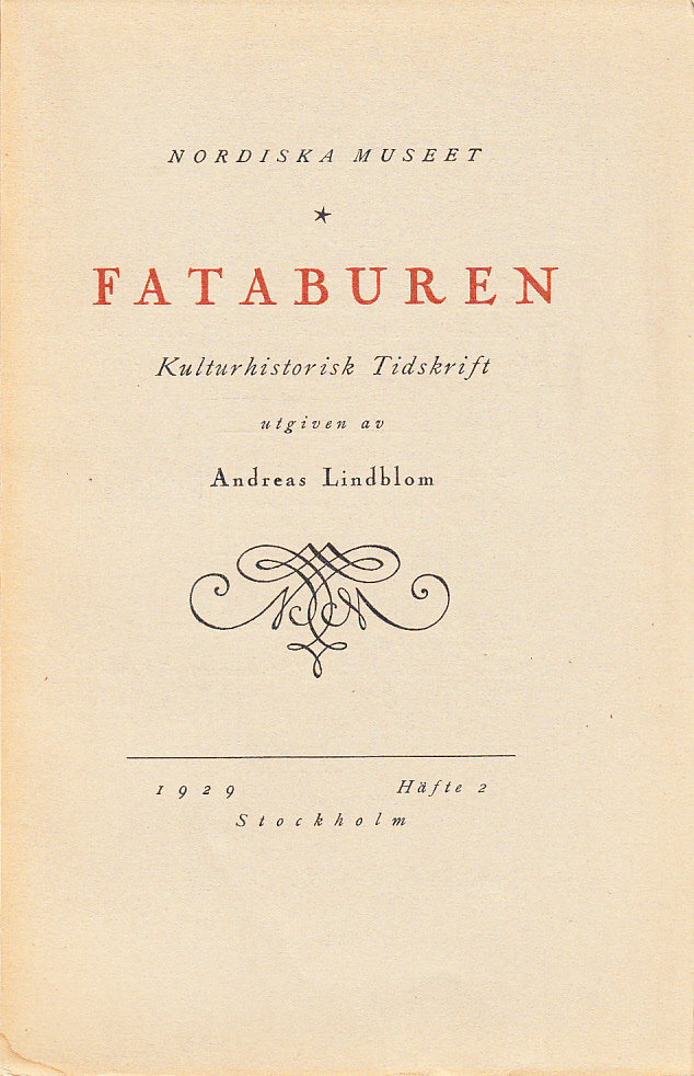 Fataburen. Kulturhistorisk tidskrift. 1929, häfte 2.