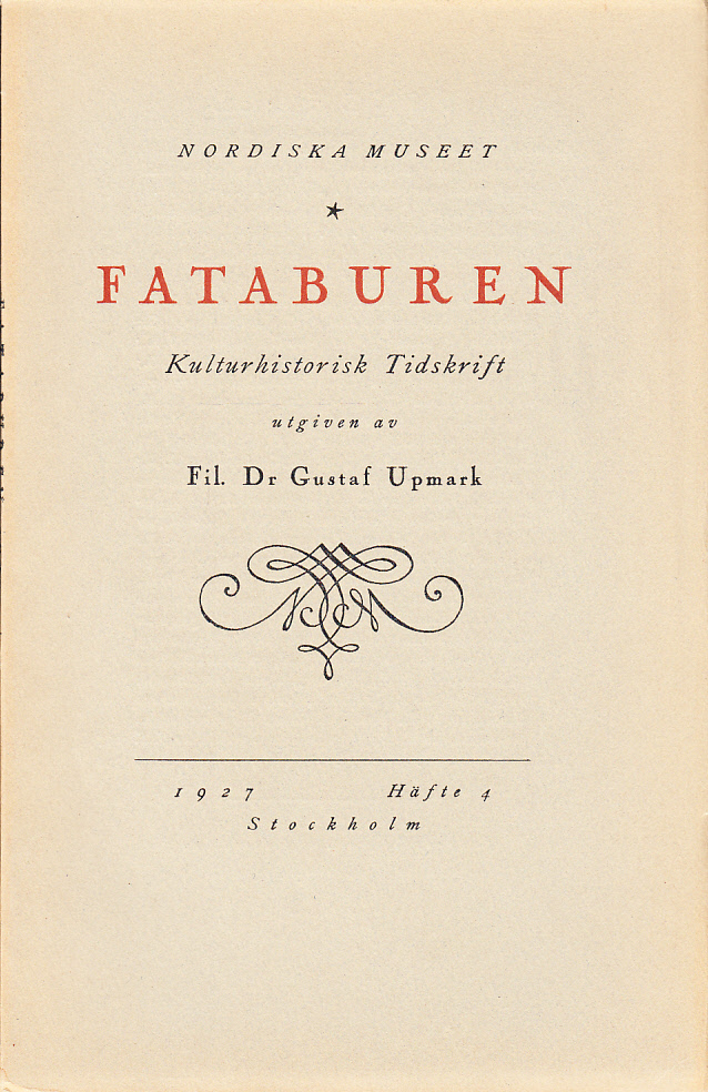 Fataburen. Kulturhistorisk tidskrift. 1927, häfte 4.