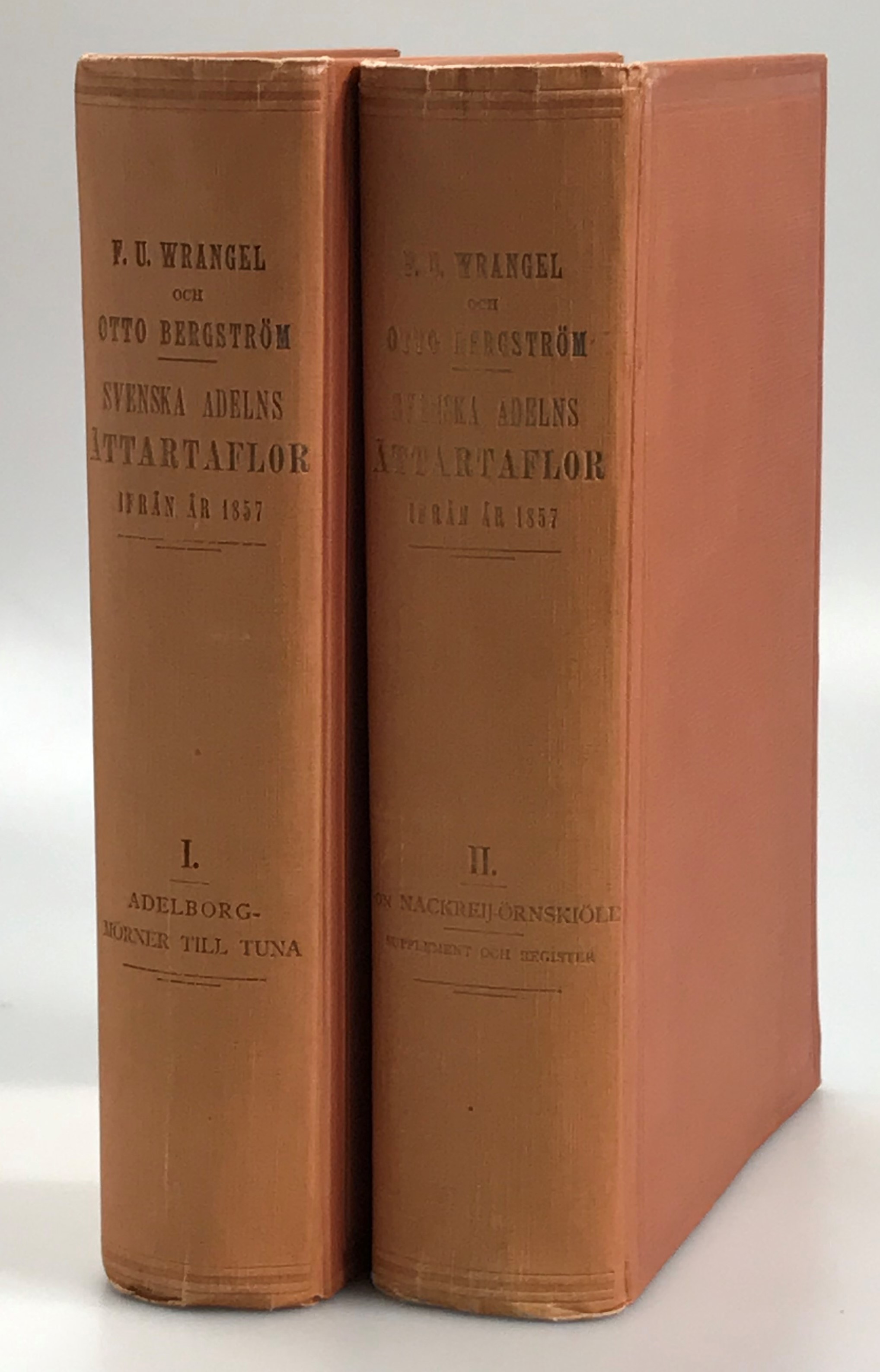Svenska adelns ättar-taflor ifrån år 1857. Del I. Adelborg-Mörner. [... Del II. von Nackreij-Örnsköld. + Register + Supplement].
