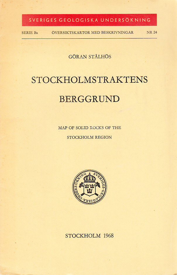 Stockholmstraktens berggrund. Map of solid rocks of the Stockholm region.