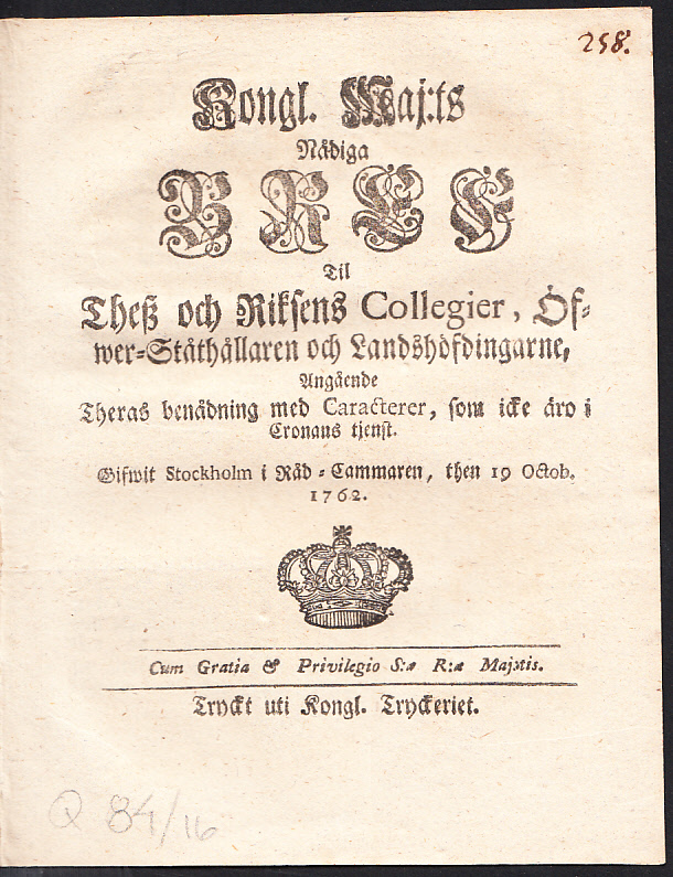 Kongl. maj:ts nådiga Kungörelse, angående tillägg uti 5. Art. af de för Götha Canal-Bolag den 11 April 1810 fastställde Reglor; Gifwen Stockholms slott den 21 september 1826.