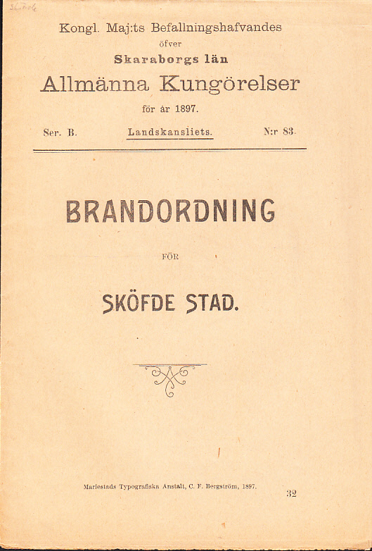 Brandordning för Sköfde stad [1897].