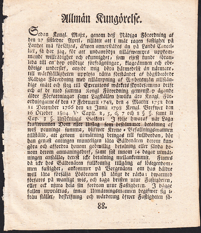 Allmän kungörelse [= rubrik].