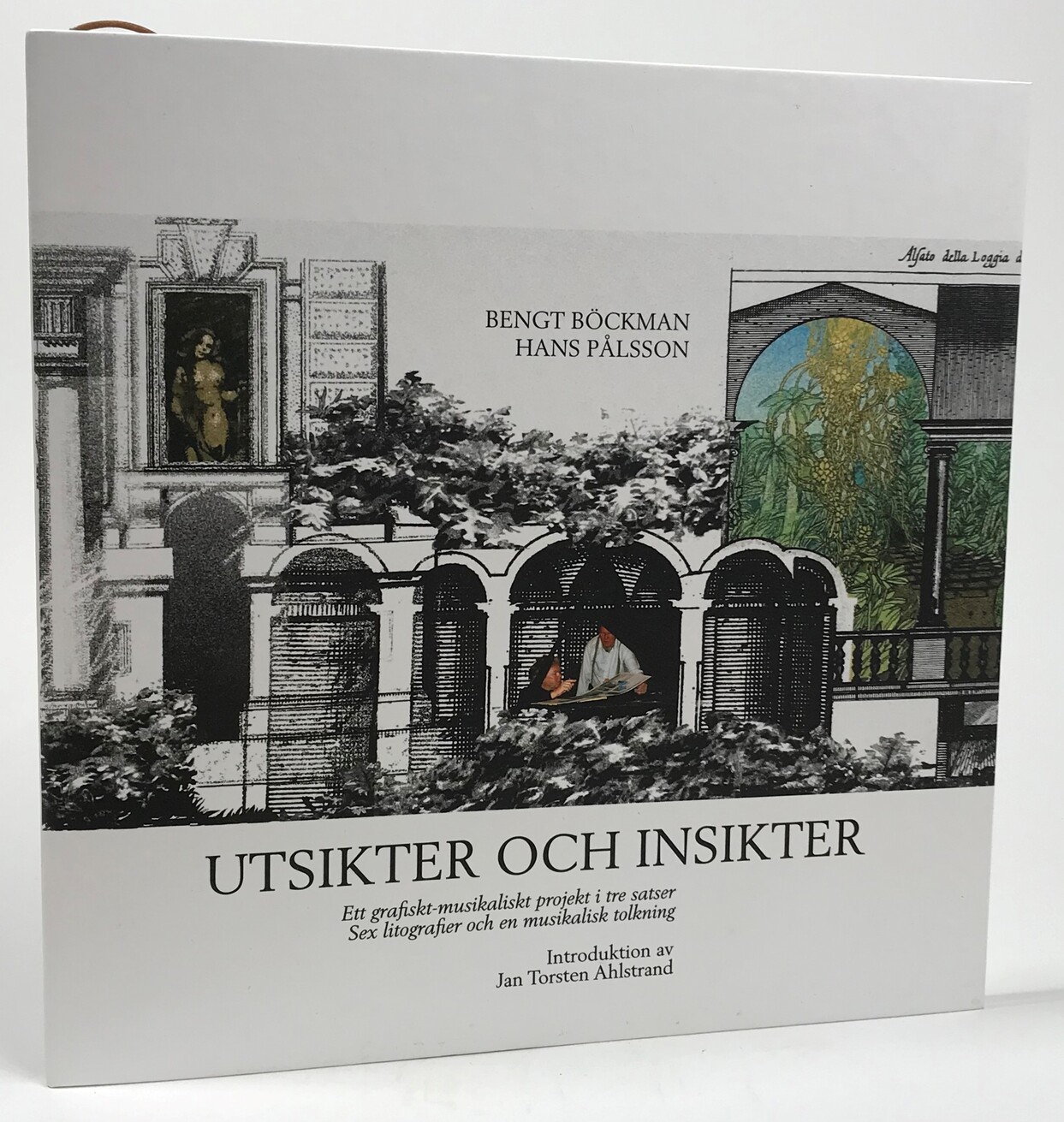 Utsikter och insikter [Kombinerat material]. Ett grafiskt-musikaliskt projekt i tre satser. Sex litografier och en musikalisk tolkning. Introduktion av Jan Torsten Ahlstrand. [Utg. av] Baskerville förlag.