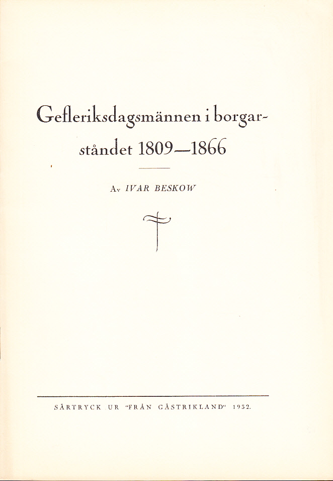 Gefleriksdagsmännen i borgarståndet 1809-1866 [= rubrik].