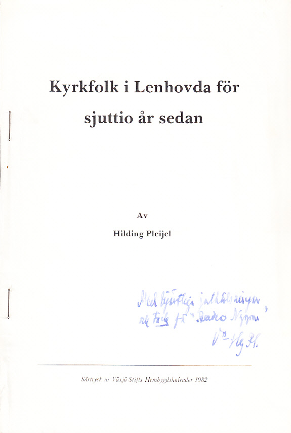 Kyrkfolk i Lenhovda för sjuttio år sedan [= rubrik].