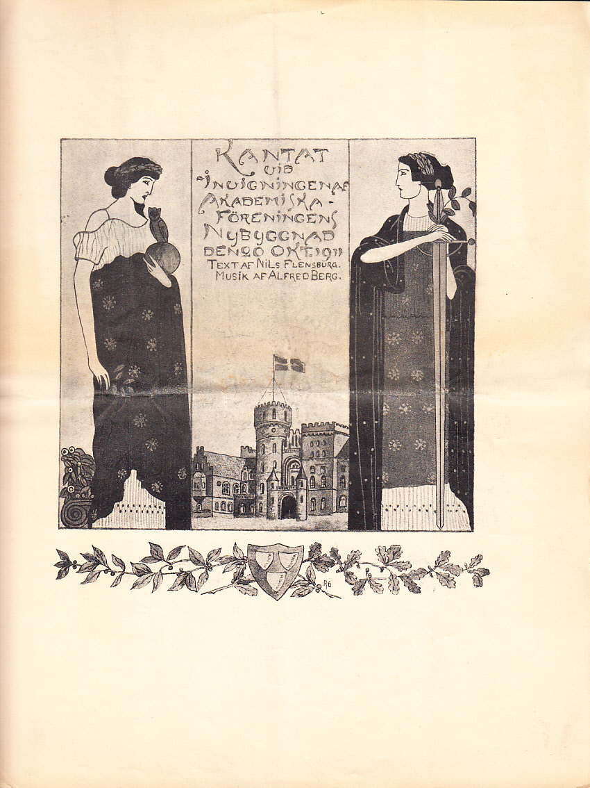 Kantat vid invigningen af Akademiska Föreningens nybyggnad den 20 okt. 1911. Text av Nils Flensburg. Musik af Alfred Berg.