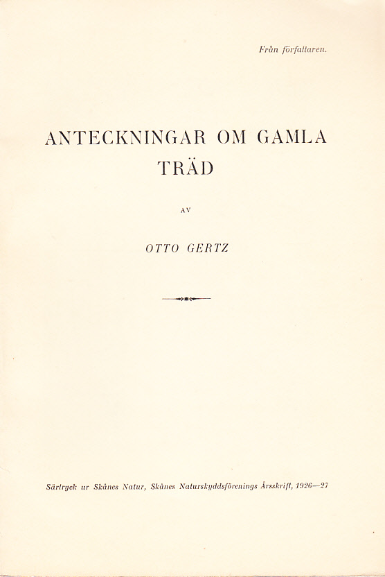 Anteckningar om gamla träd [= omslagstitel].