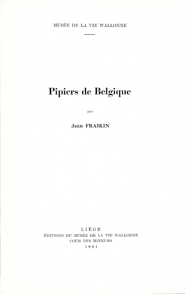 Pipiers de Belgique [= cover title].