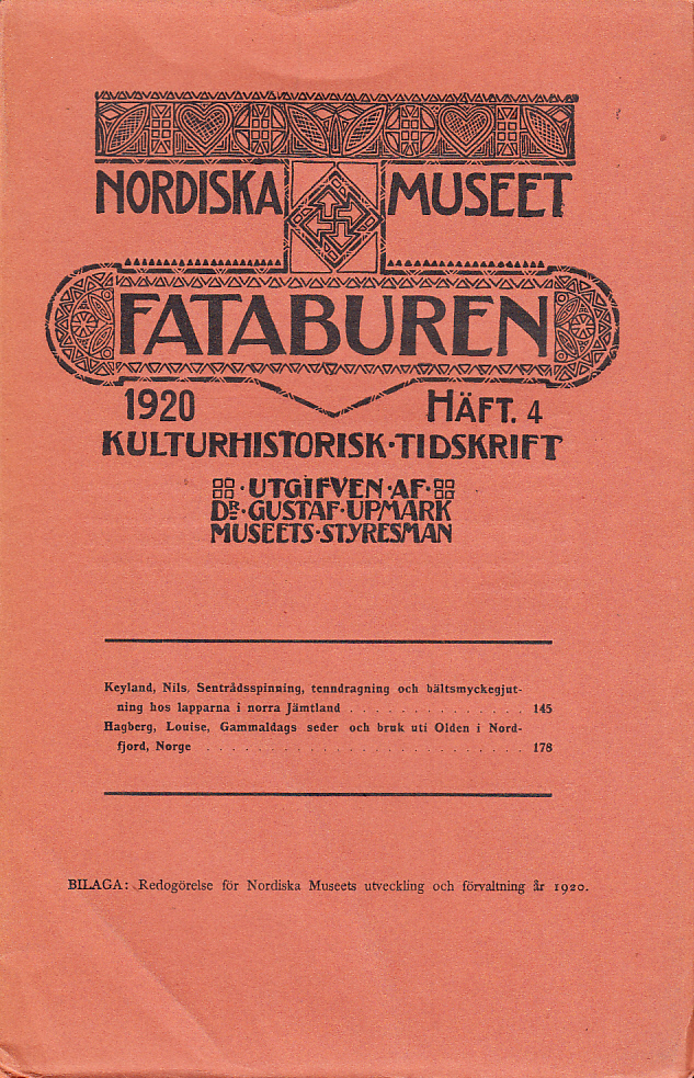 Fataburen. Kulturhistorisk tidskrift. 1920, häfte 4.