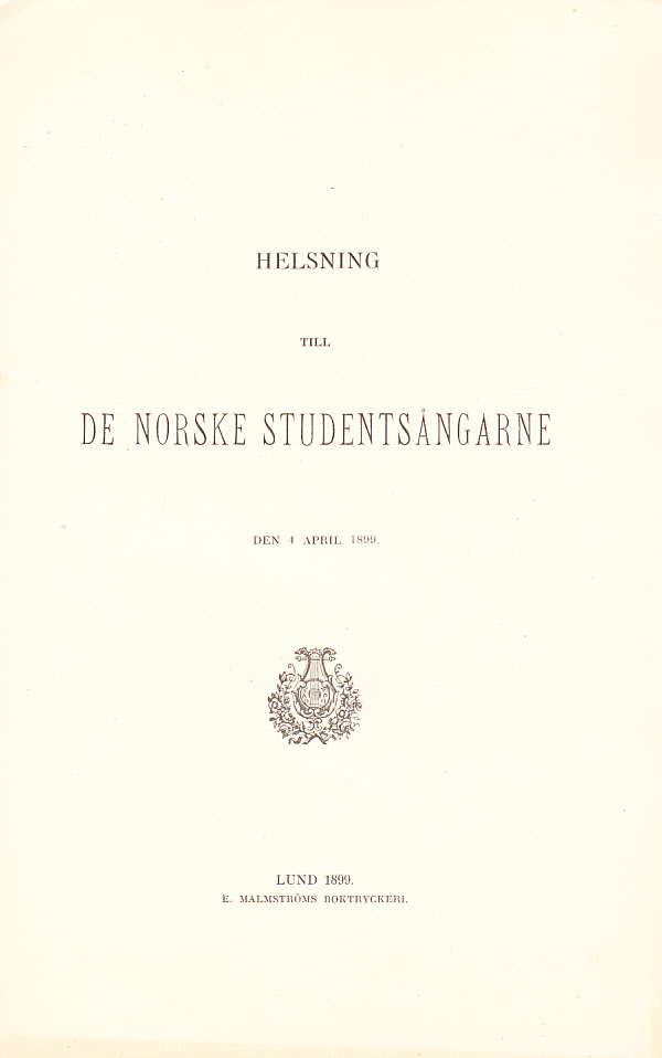 Helsning till de norske studentsångarne den 4 april 1899.