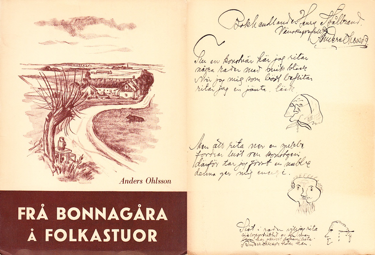 Frå bonnagåra å folkastuor. [Dikter]. [Utg. av] A. Ohlssons Bokförlag.