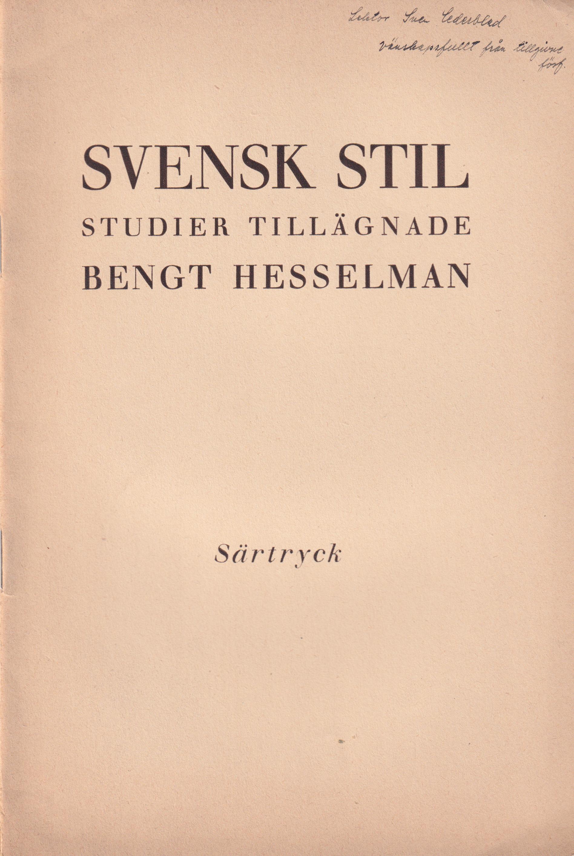 Per Hallströms ‘En gammal historia’ - en stilstudie [= rubrik].