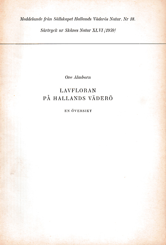 Lavfloran på Hallands Väderö - en översikt [= rubrik].