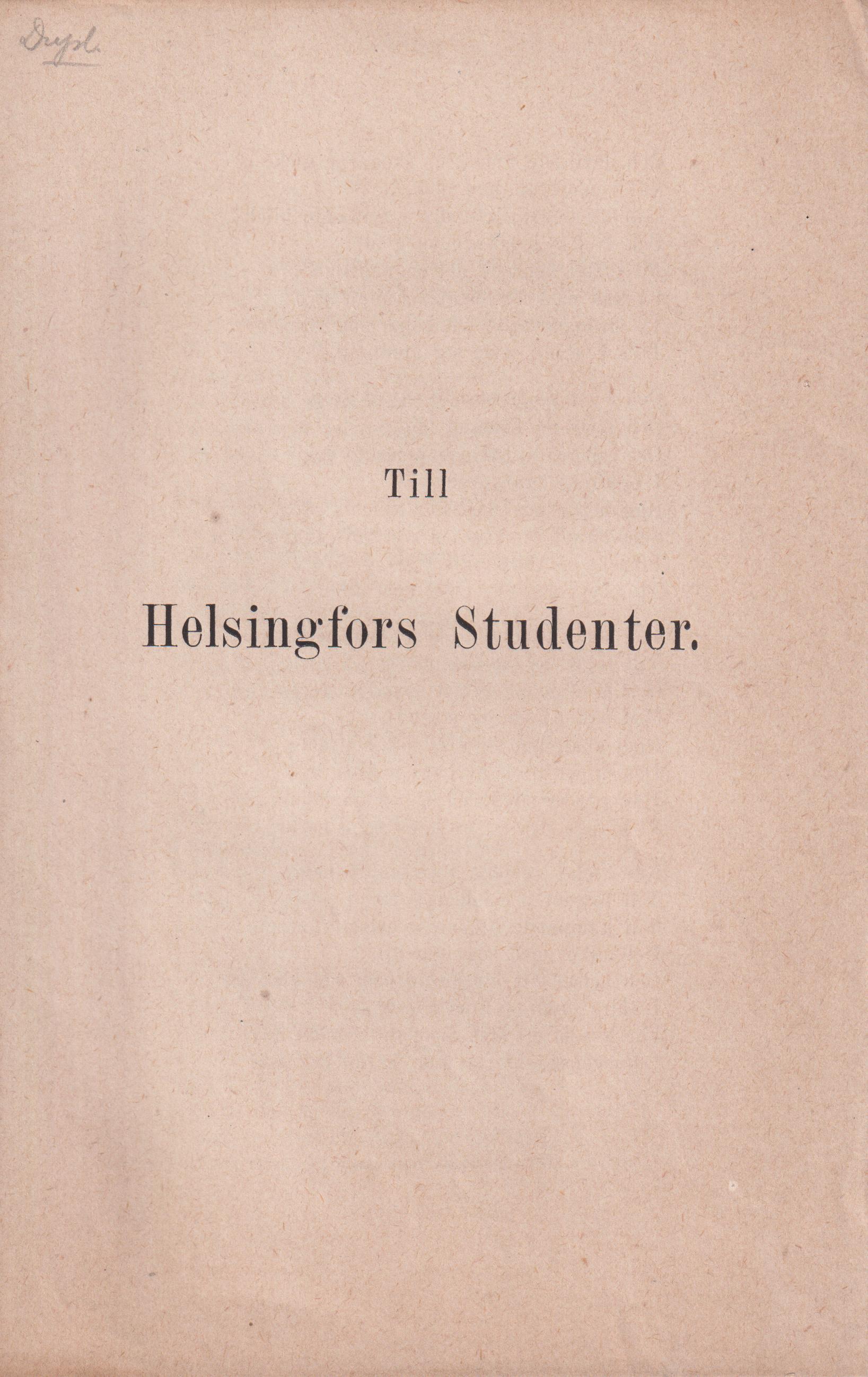 Till Helsingfors studenter.