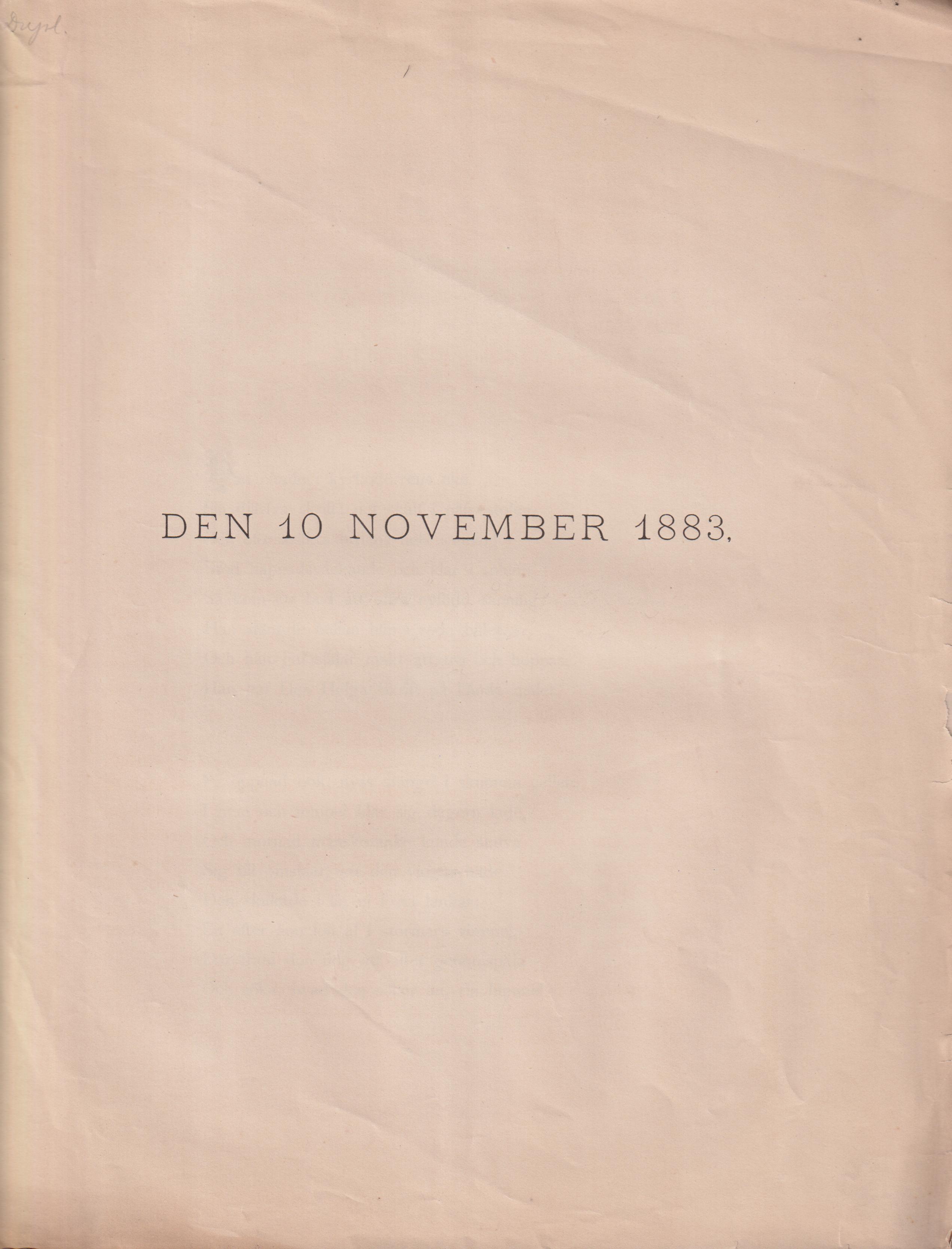 Den 10 november 1883.