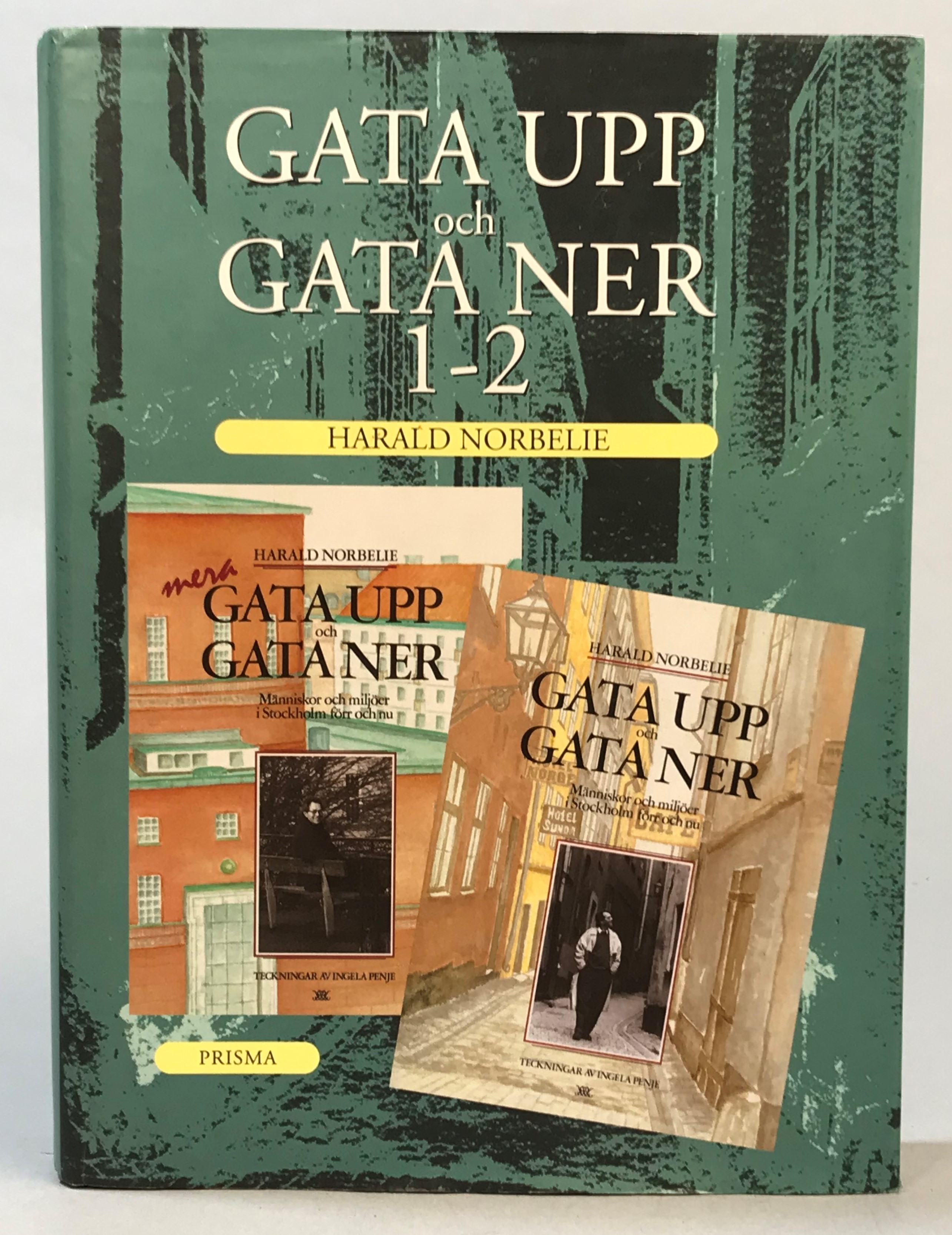 Gata upp och gata ner 1-2. Människor och miljöer i Stockholm förr och nu. Teckningar av Ingela Penje. [Utg. av] Prisma.