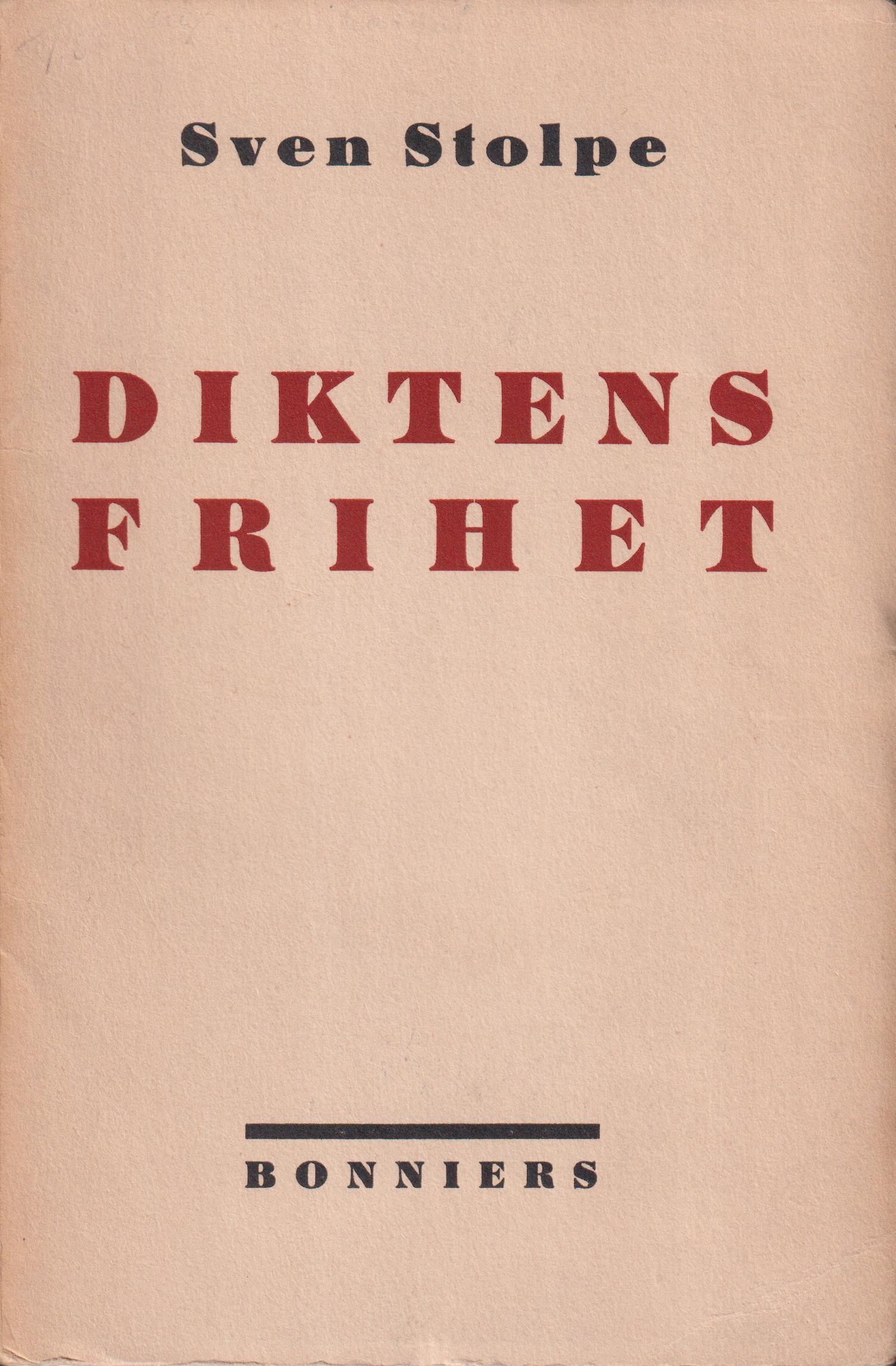 Diktens frihet. [Utg. av] Albert Bonniers förlag.