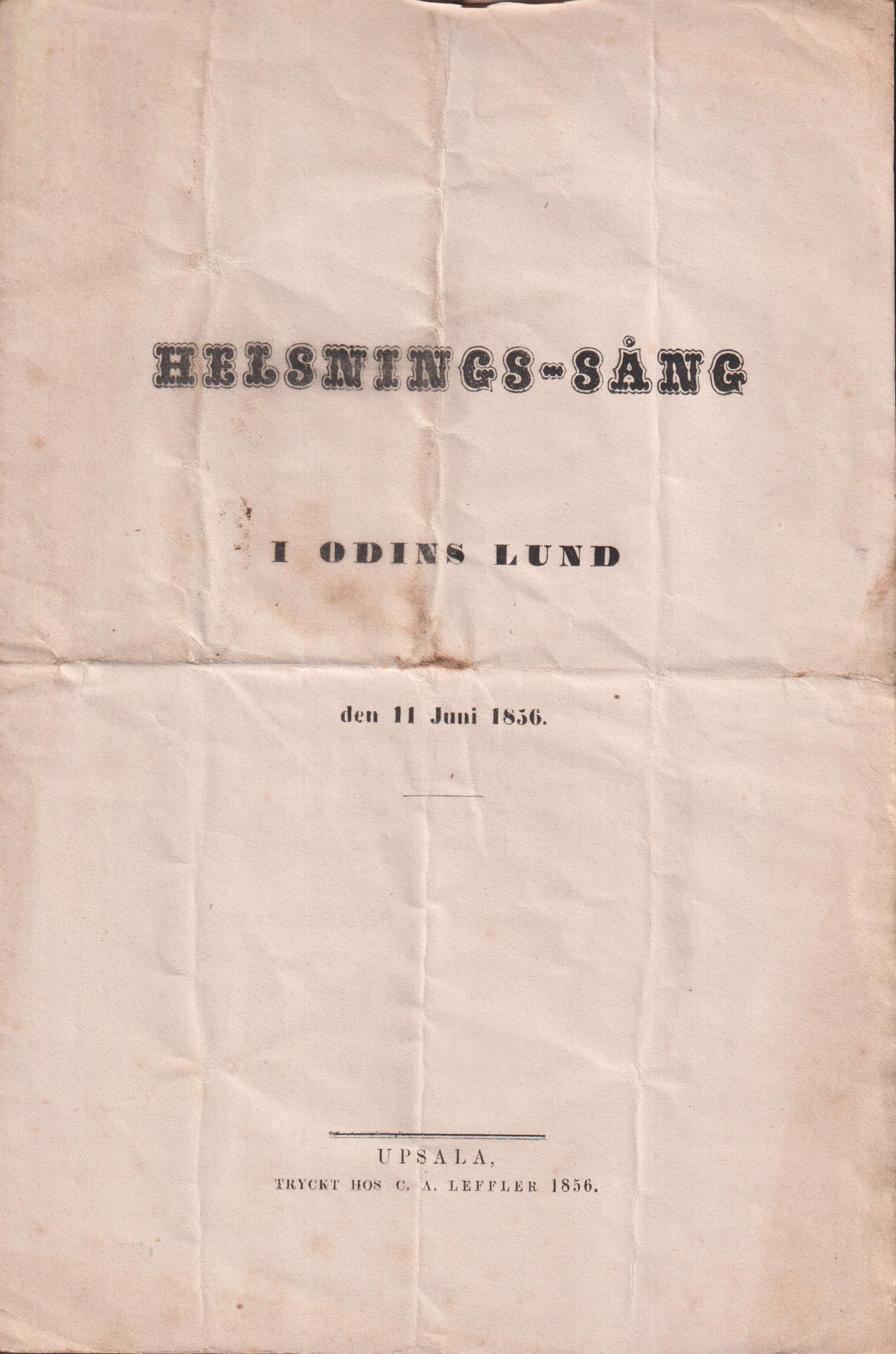Helsnings-sång i Odins Lund den 11 juni 1856.