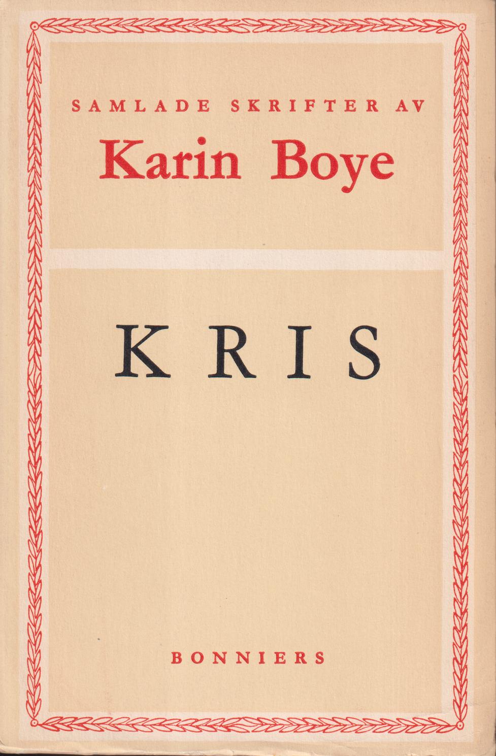 Kris. [Utg. av] Albert Bonniers förlag.