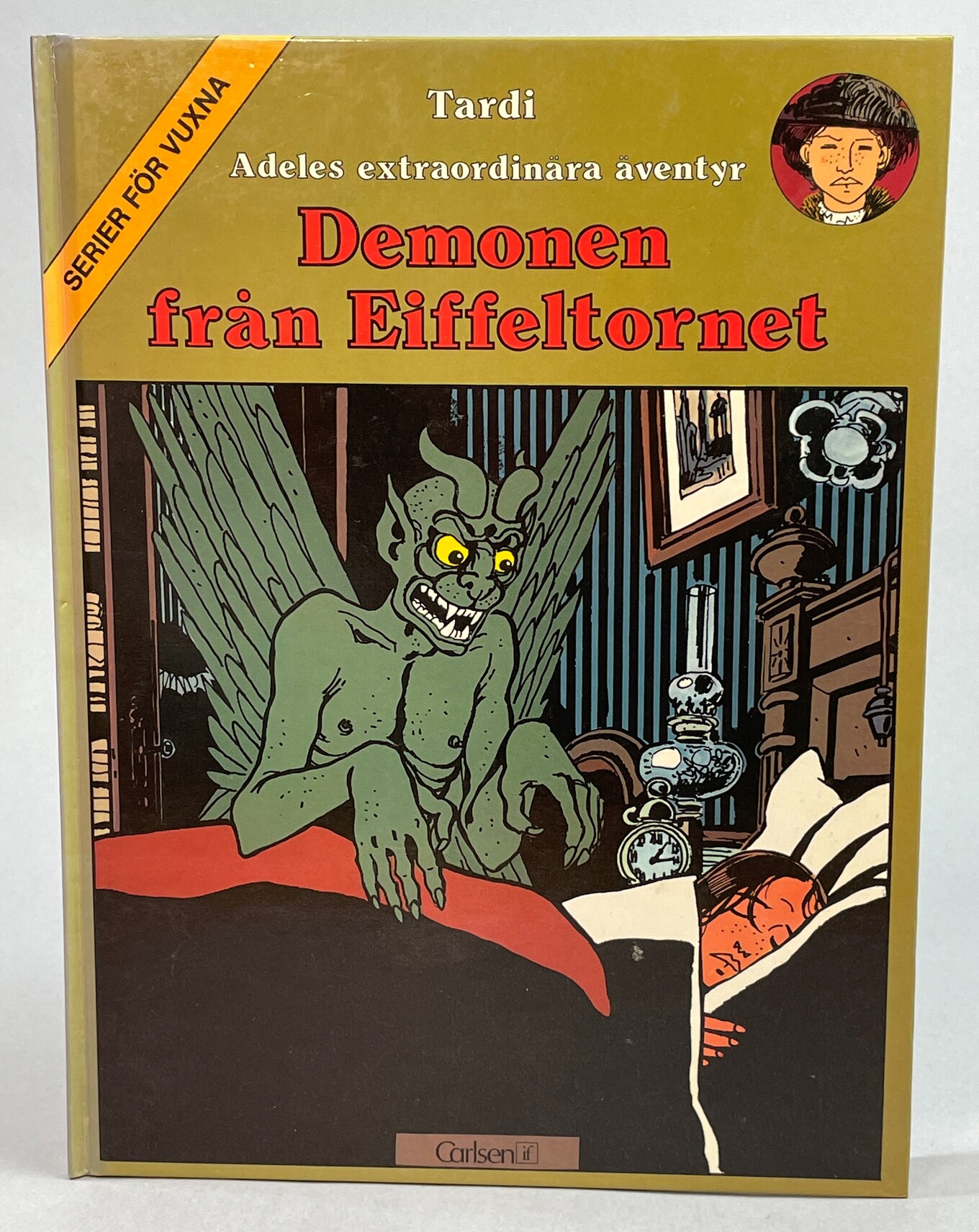 Demonen från Eiffeltornet. Text och teckningar: Jacques Tardi. Färg: Anne Delobel. Svensk text: Dagny Dahlberg. Serier för vuxna. [Utg. av] Carlsen/if.