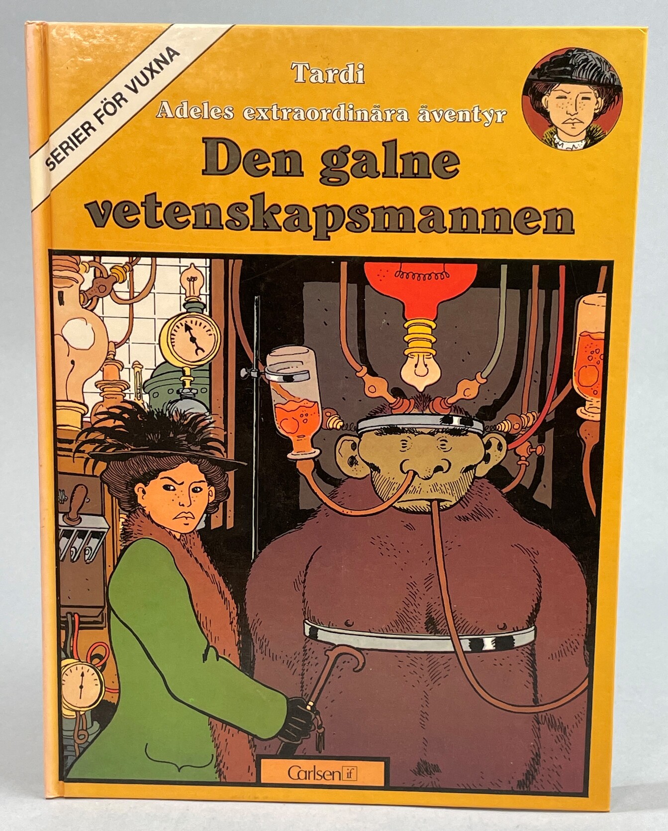 Den galne vetenskapsmannen. Text och teckningar: Jacques Tardi. Färg: Anne Delobel. Svensk text: Dagny Dahlberg. Serier för vuxna. [Utg. av] Carlsen/if.
