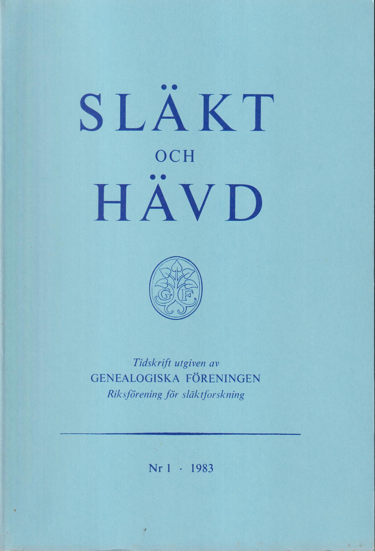 Släkt och Hävd 1983:1-4.