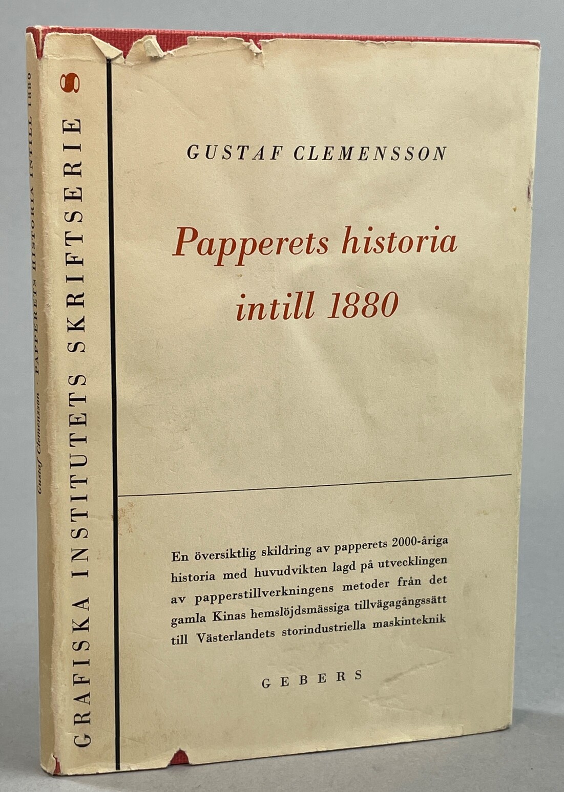 Papperets historia intill 1880. [En översiktlig skildring av papperets 2000-åriga historia med huvudvikten lagd på utvecklingen av papperstillverkningens metoder från det gamla Kinas hemslöjdsmässiga tillvägagångssätt till Västerlandets storindustriella maskinteknik].