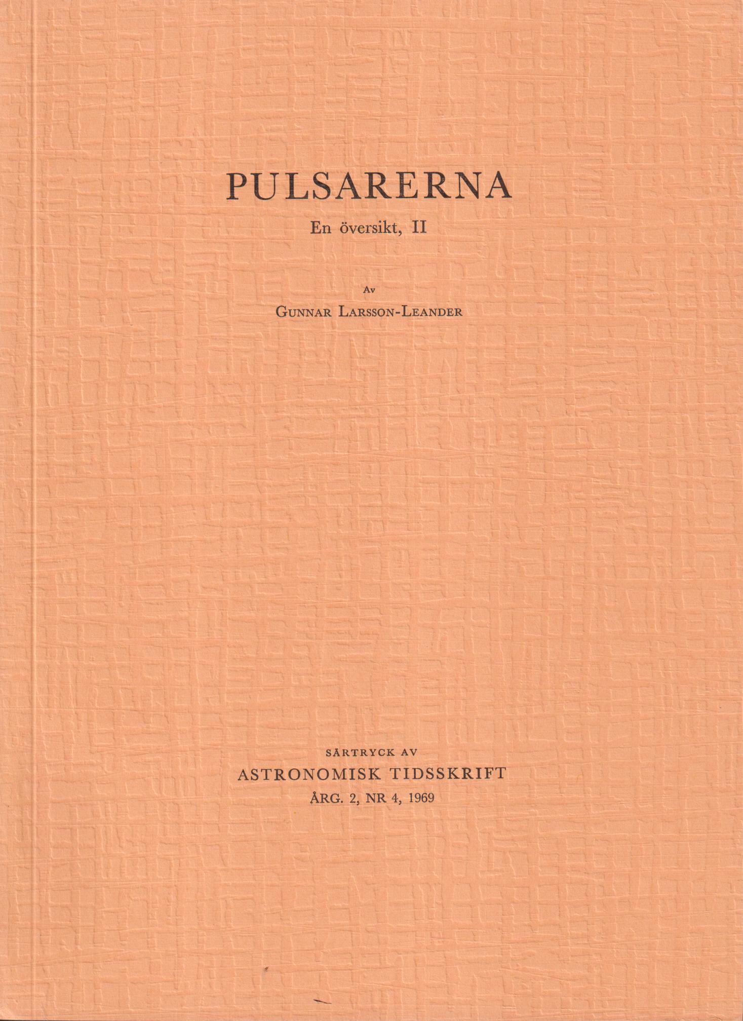 Pulsarerna. En översikt, II.