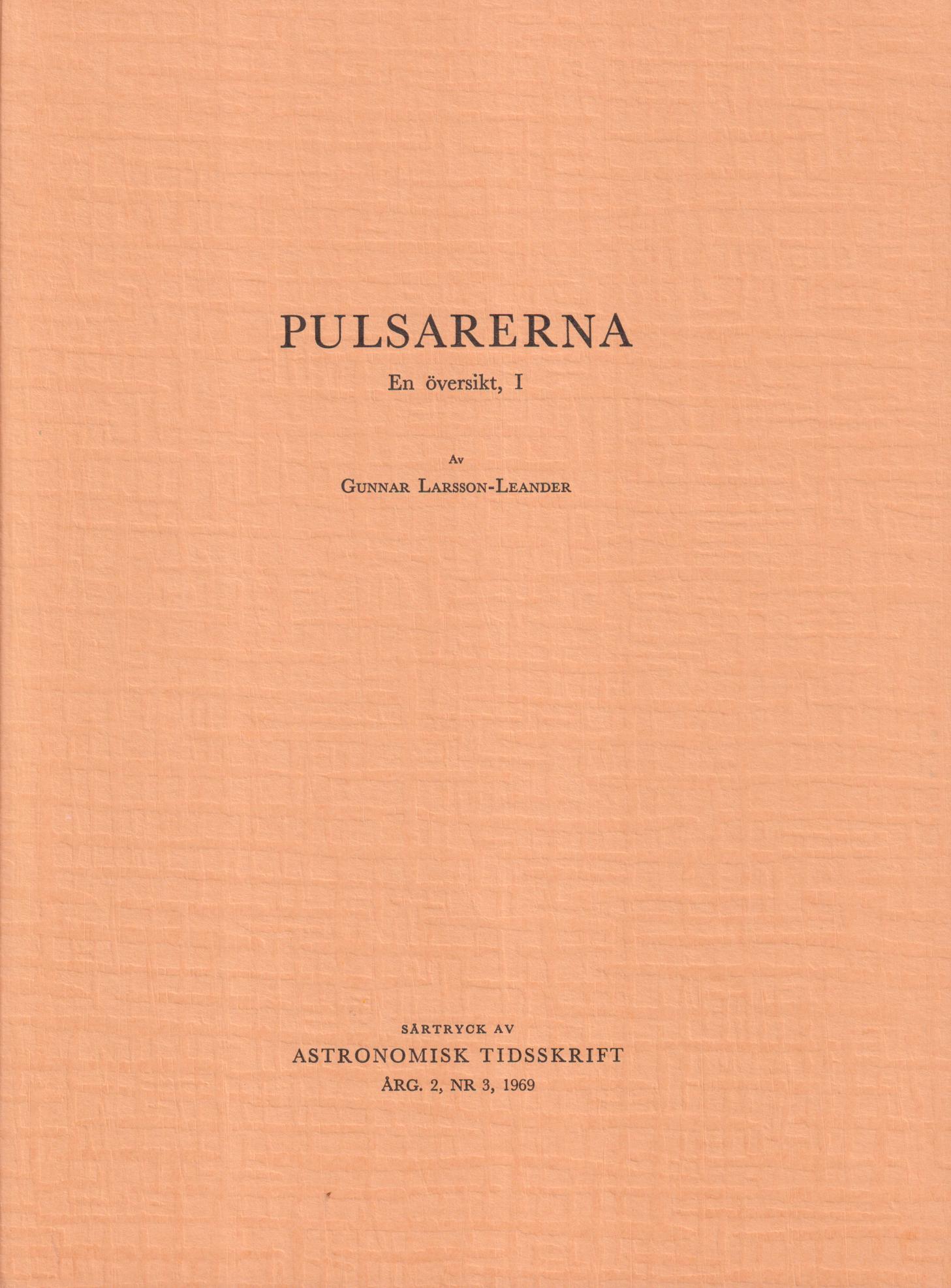 Pulsarerna. En översikt, I [= rubrik].