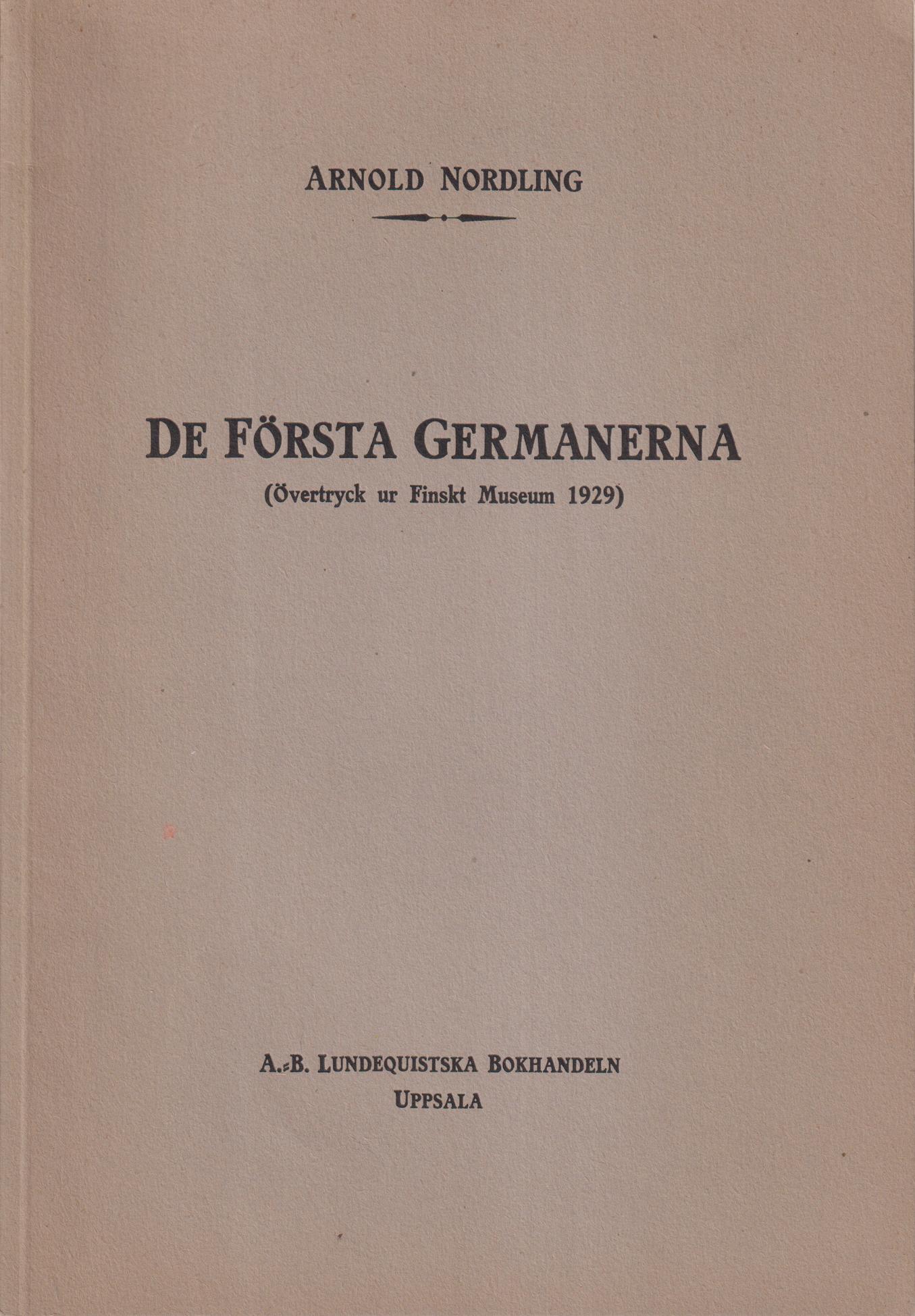 De första germanerna [= rubrik].