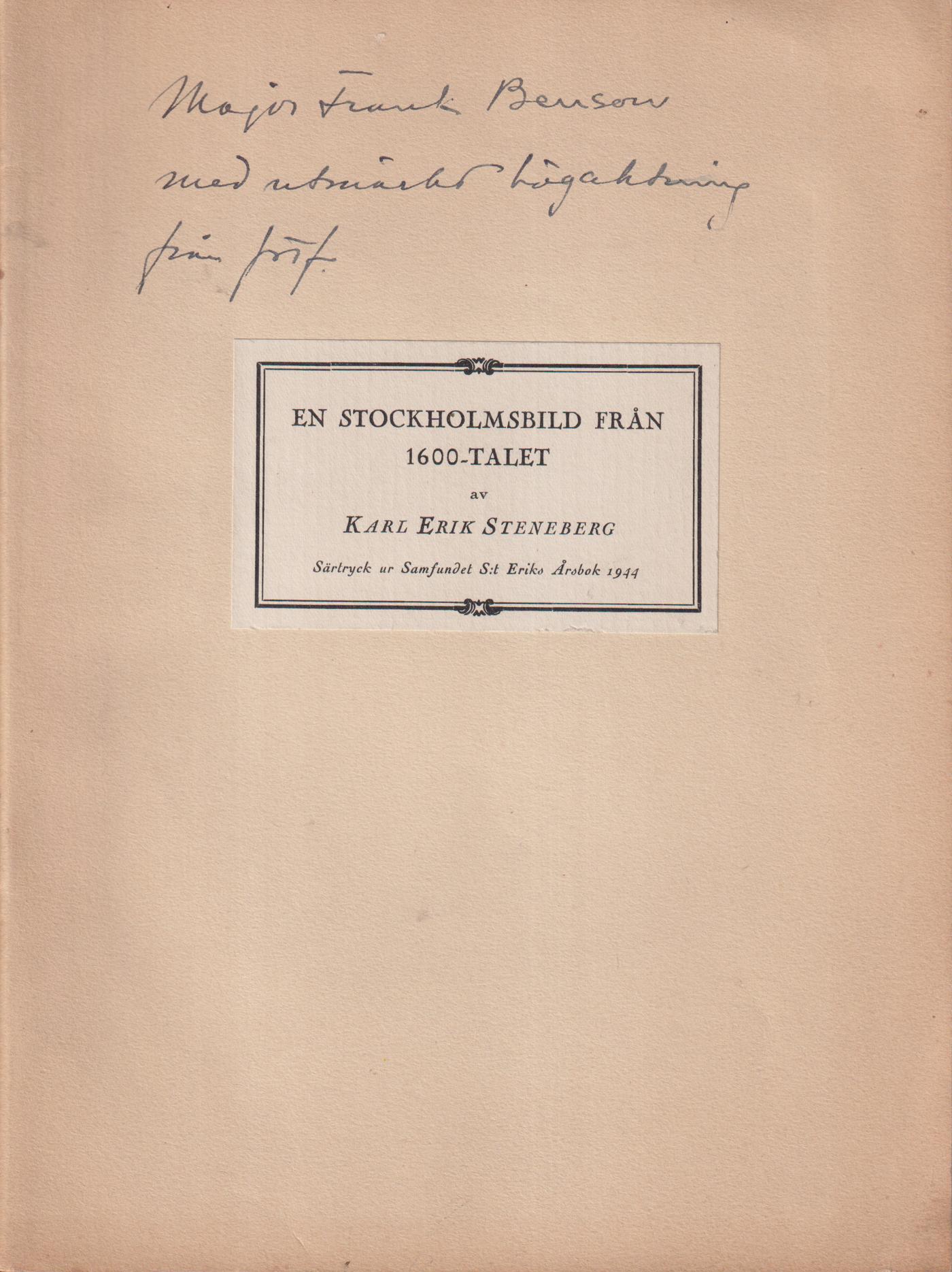 En stockholmsbild från 1600-talet [= rubrik].