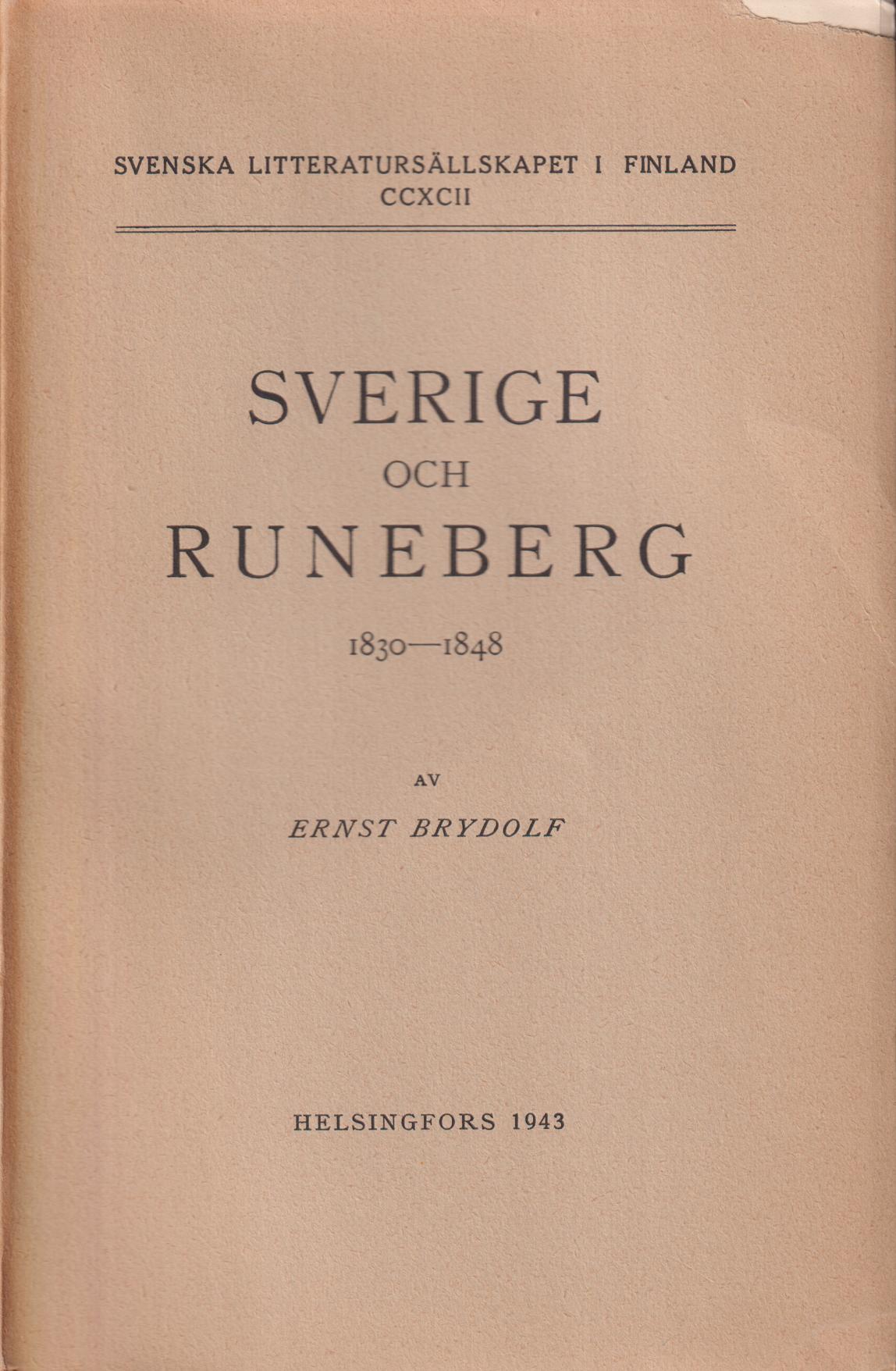 Sverige och Runeberg 1830-1848.