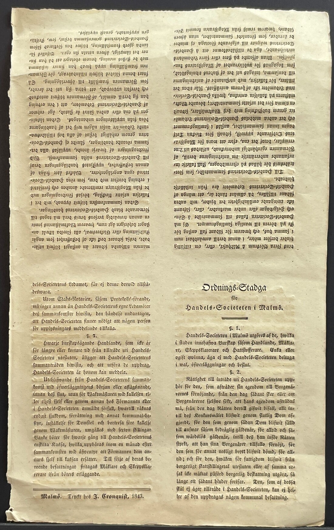 Ordnings-stadga för Handels-Sociteten i Malmö [= rubrik].