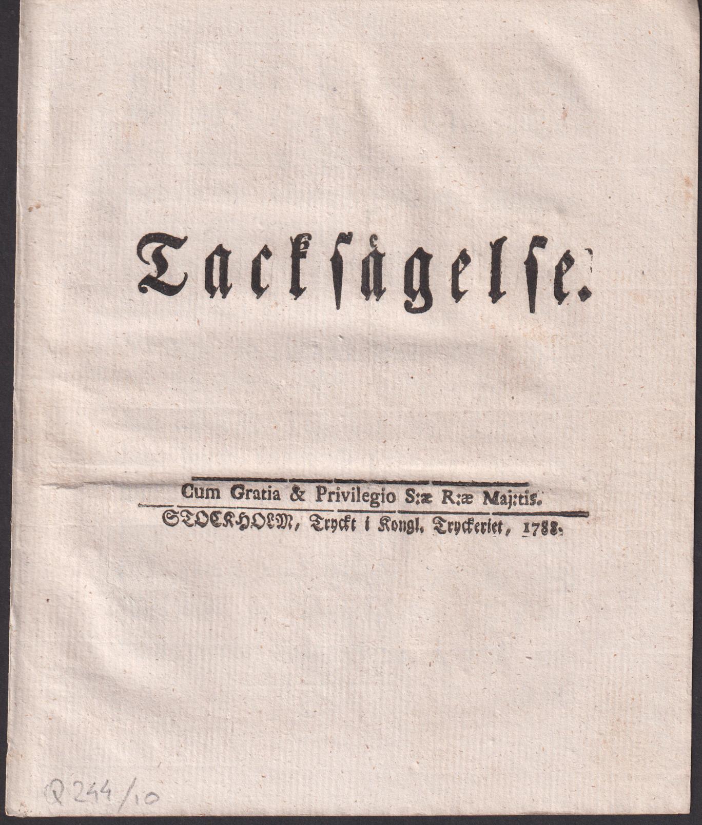 Tacksägelse.