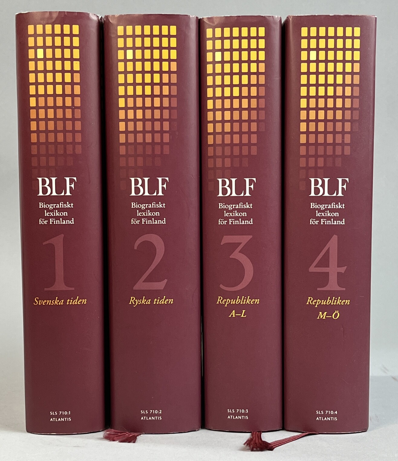 Biografiskt lexikon för Finland. 1. Svenska tiden. [... 2. Ryska tiden; ... 3. Republiken. A-L; ... 4. Republiken. M-Ö]. [Utg. av] Svenska litteratursällskapet i Finland & Atlantis.