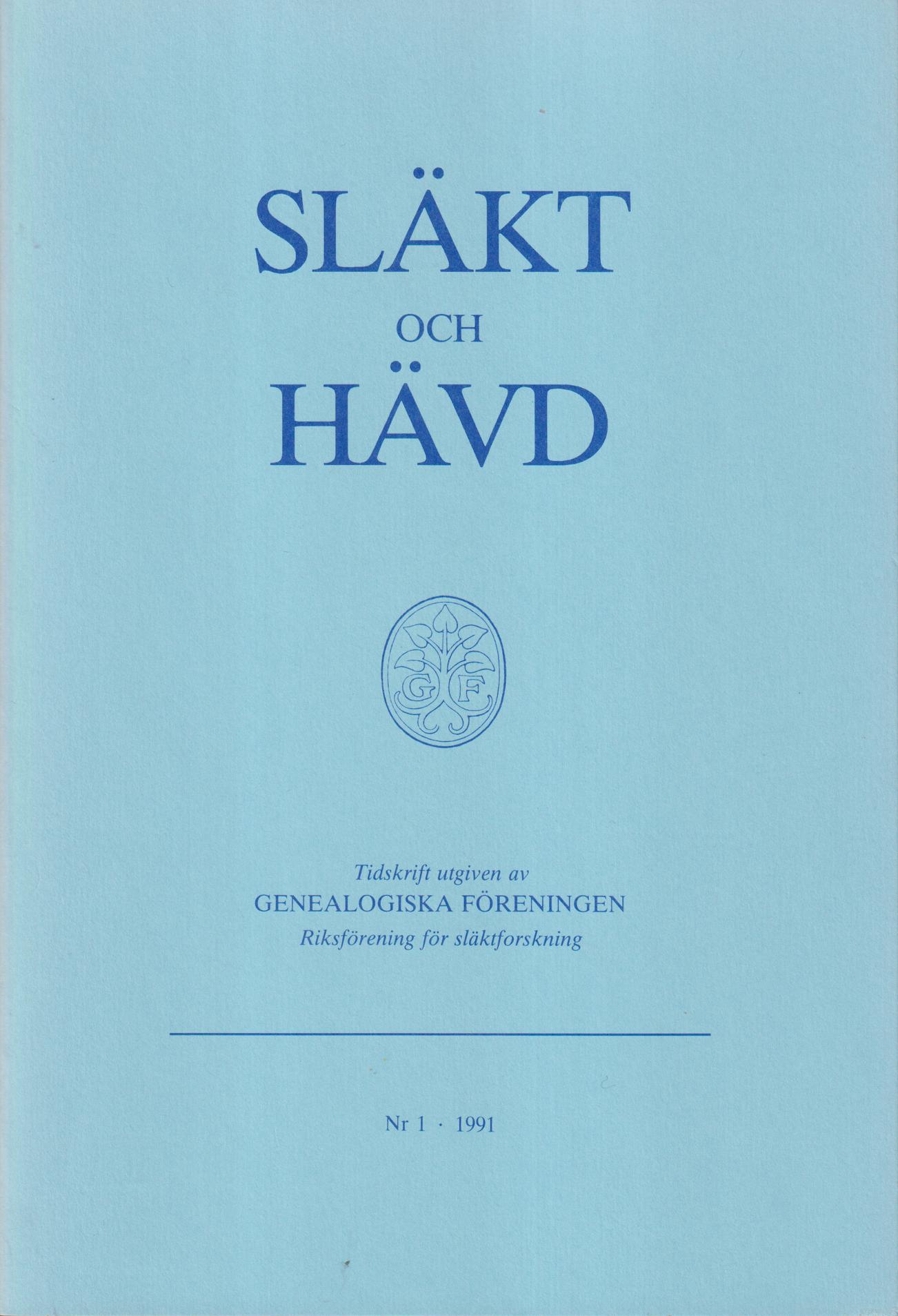 Släkt och Hävd 1991:1-4.