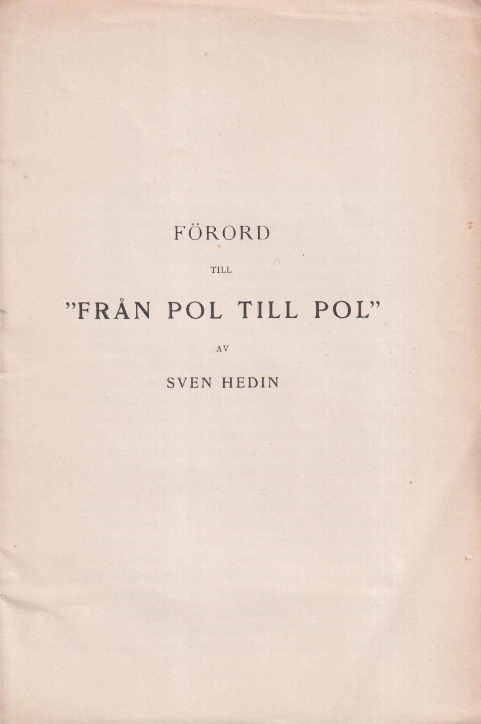 Förord till ‘Från pol till pol’.