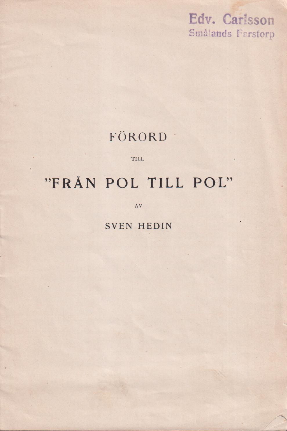 Förord till ‘Från pol till pol’.