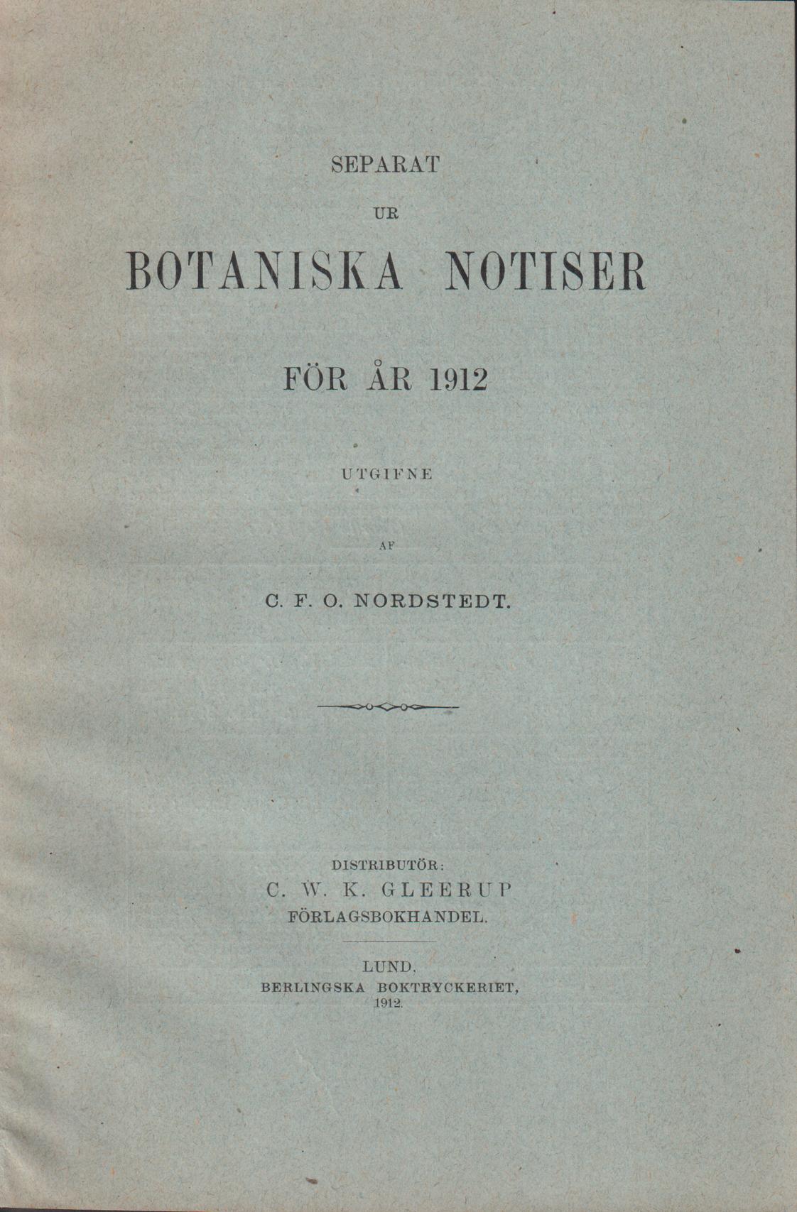 Ett gammalt skånskt mossherbarium återfunnet [= rubrik].