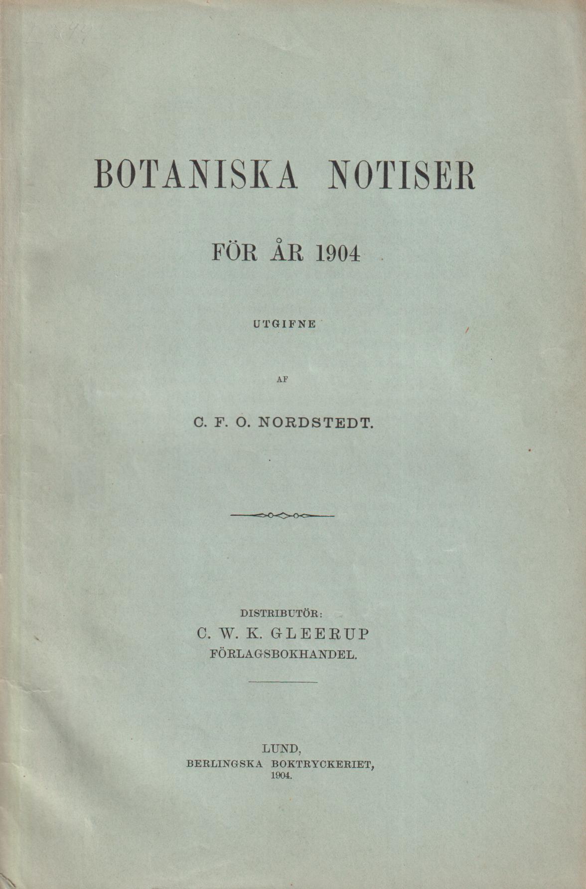 Bidrag till Västergötlands flora [= rubrik].